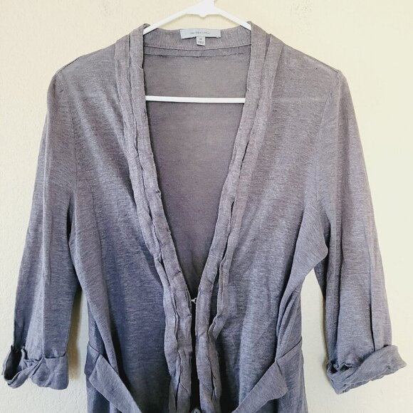 Nordstrom Classiques Entrier 100% Linen Cardigan Sweater Size Medium Belted - Picture 10 of 11